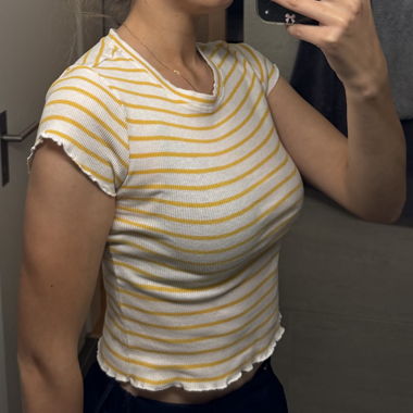 Cool T-shirt a righe gialle e bianche