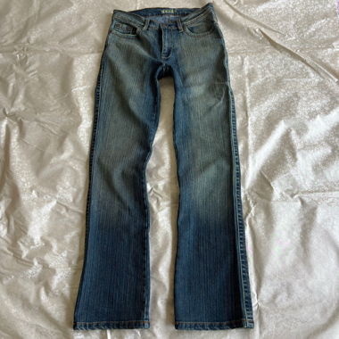 Acidic green tinted stitched bootcut denim jeans