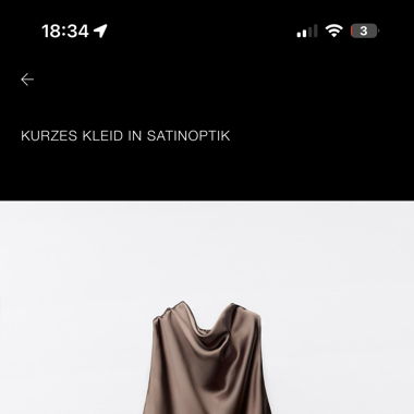 Kurzes Kleid in Satinoptik – Schokobraun