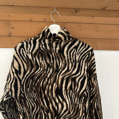 zebra print turtleneck sweater
