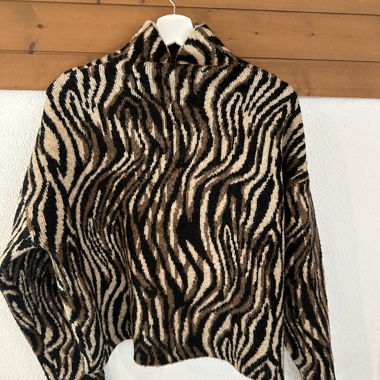 zebra print turtleneck sweater