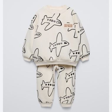 Completo bambini felpato con aerei