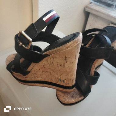 Tommy Hilfiger black wedge sandals