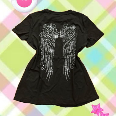 Schwarzes T-Shirt mit Flügel-Print