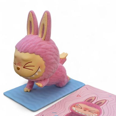 Pink Labubu „sweatin“ blind box figurine