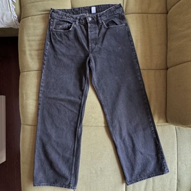 h&m black baggy wide low jeans