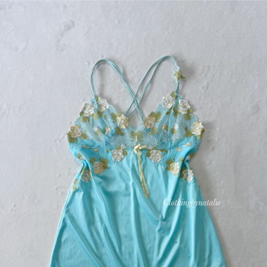 Blue Nylon Slip Dress (M)