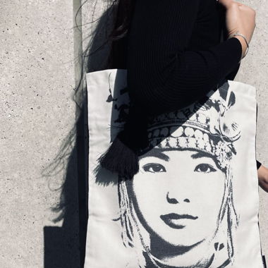 Borsa tote nera stampata