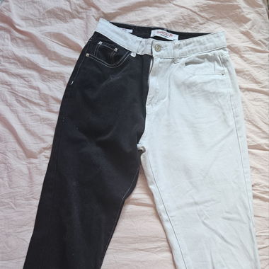 Pantalon bicolore noir blanc