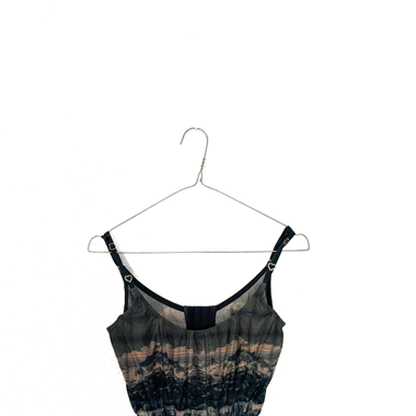 Top Corsetto con Stampa Montagna