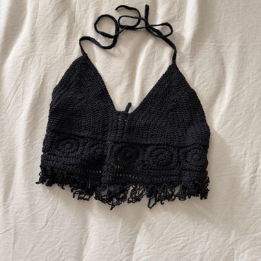 Black Crochet Halter Top
