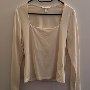 H&M Langarmshirt mit eckigem Ausschnitt, M