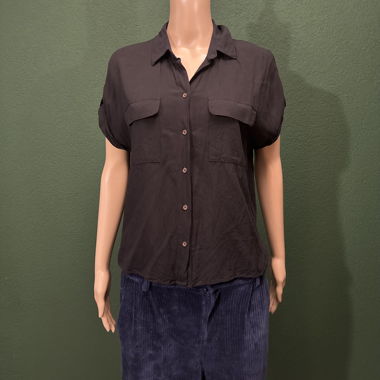 Blusa a Maniche Corte Marrone Scuro