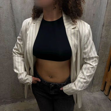 Blazer crema a righe Bershka