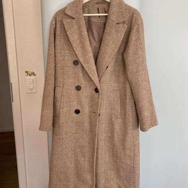 Cappotto beige a quadri