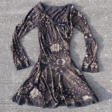 vestito midi maniche lunghe paisley vintage y2k