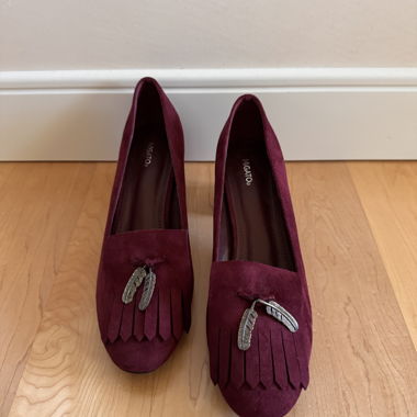 Burgundy Fringe Heels