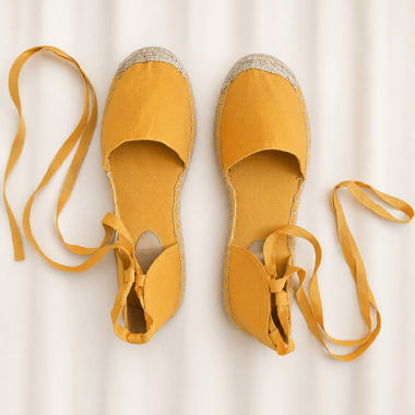 Orange Espadrilles with Lace-Up Shoelaces