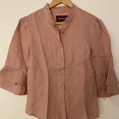 3/4-ärmlige Leinenbluse
