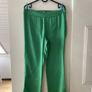 Straight leg satin Hose grün