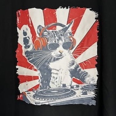 T-shirt chat qui mixe noir neuf Taille 50