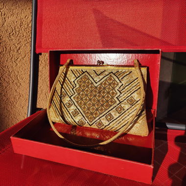Vintage pochette de soirée Gattinoni dorée perlée