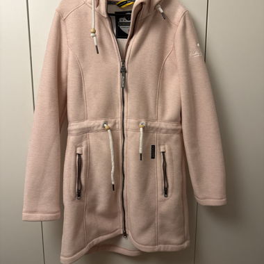 Pink Schmuddelwedda knitted fleece duffle coat