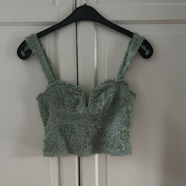 Spitzen Crop Top in Mintgrün