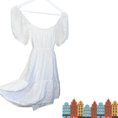 white balloon dress