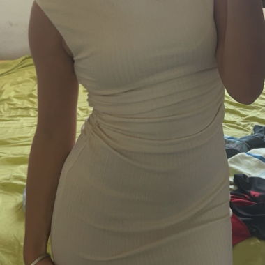 Beige Ruched Sheath Dress