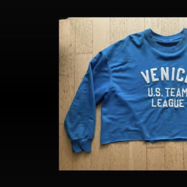 cut blue sweater 