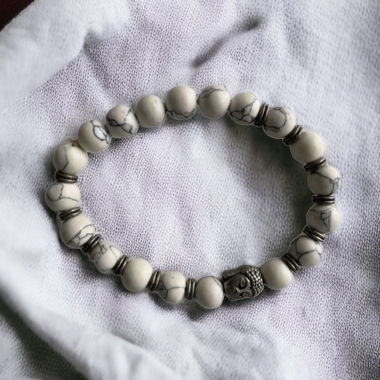 Armband Halbedelstein Magnesit matt weiss