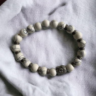 Armband Halbedelstein Magnesit matt weiss
