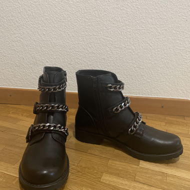 Black leather boots