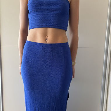 Blue skirt and bandeau set
