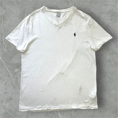 white polo ralph lauren T-shirt col en V