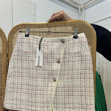 Jupe à boutons Morgan rose et beige 