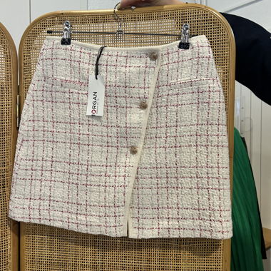 Jupe à boutons Morgan rose et beige 