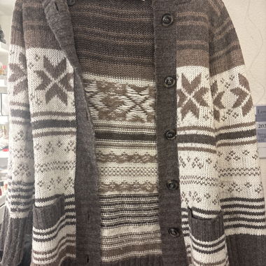 Cardigan Lavorato a Maglia Fantasia