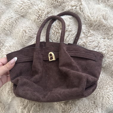 Braune Wildleder-Handtasche