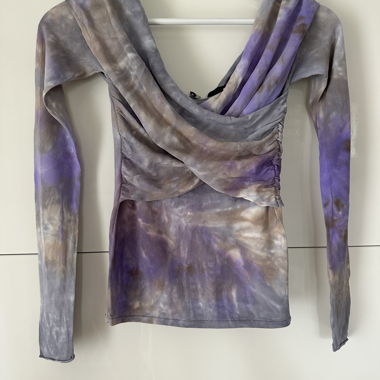 Long-Sleeve Wrap-Style Top in Batik Pattern