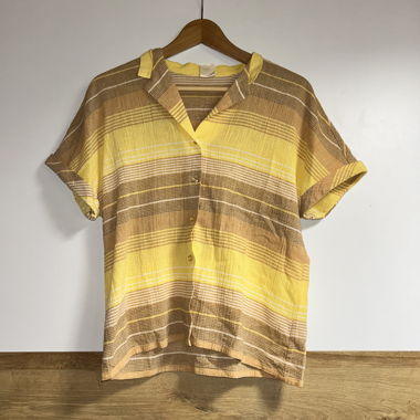 Blusa a righe giallo-marrone