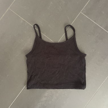 Schwarzes Rib-Top XS
