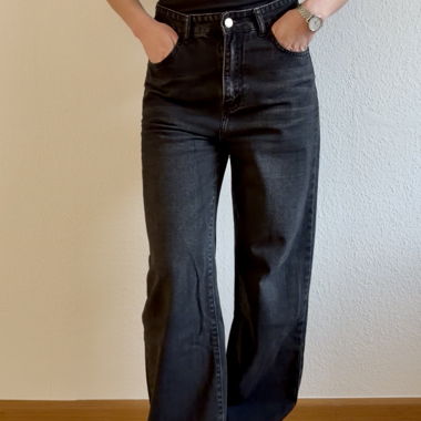 Jeans noirs taille haute