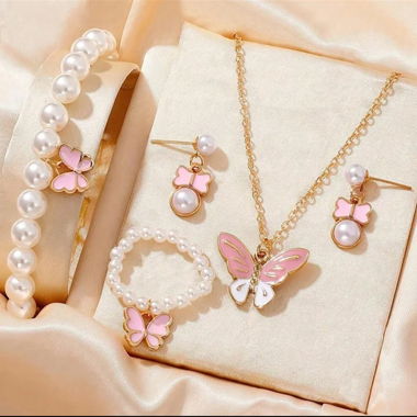 Set farfalla perline rosa/oro per bambini