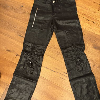 Pantaloni Neri Second Face con Dettagli a Lacci