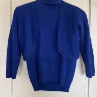 Set maglione in angora blu