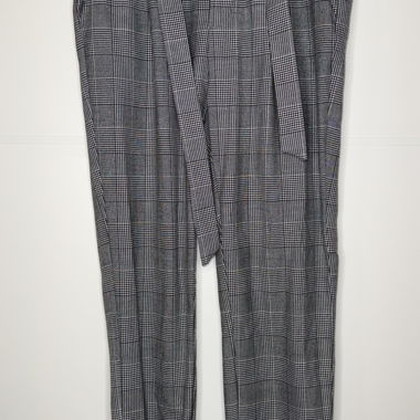 Grey checkered high-waist pants