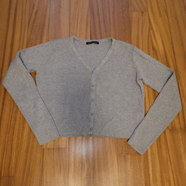 Cardigan gris côtelé