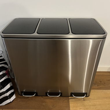 Triple Foot Pedal Bin in Stainless Steel